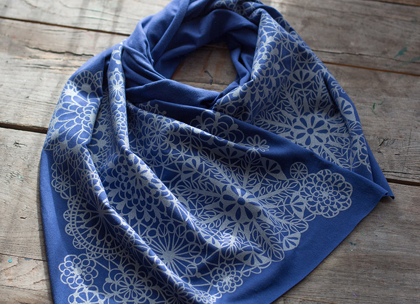 Lacy Blue and Silver Scarf
