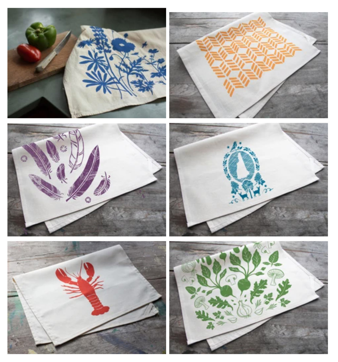 Set of Three Cotton Tea Towels Morris and Essex