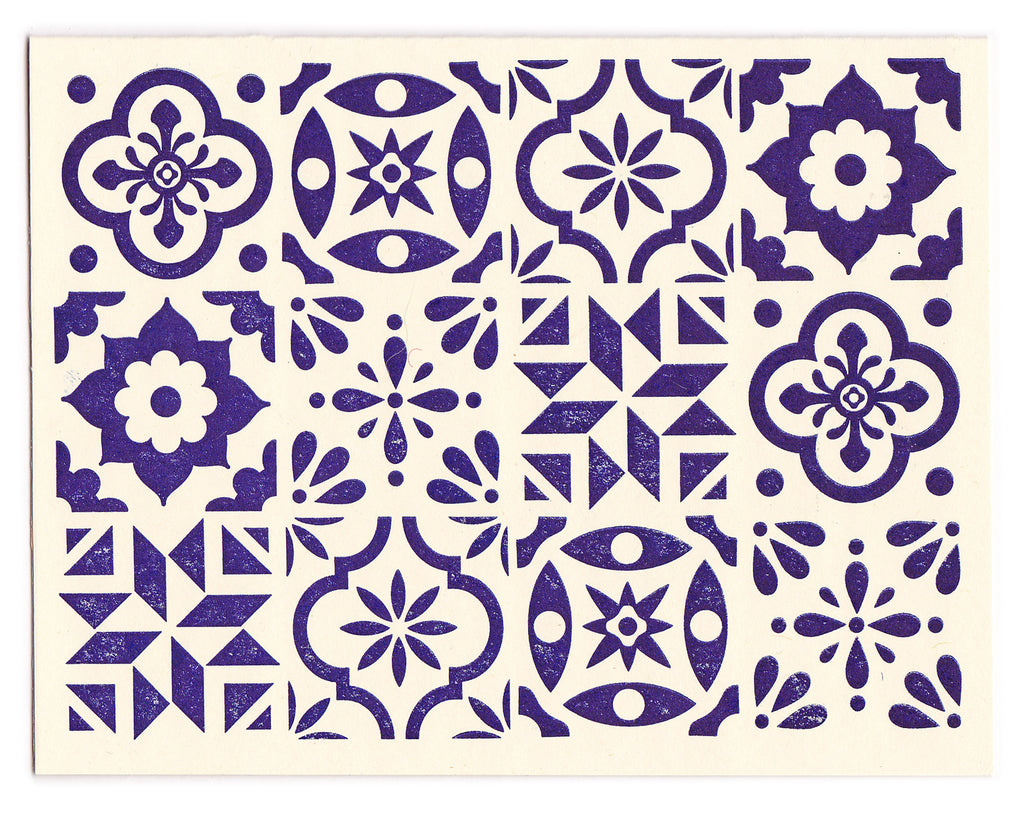 Blue & White Spanish Tile card design
