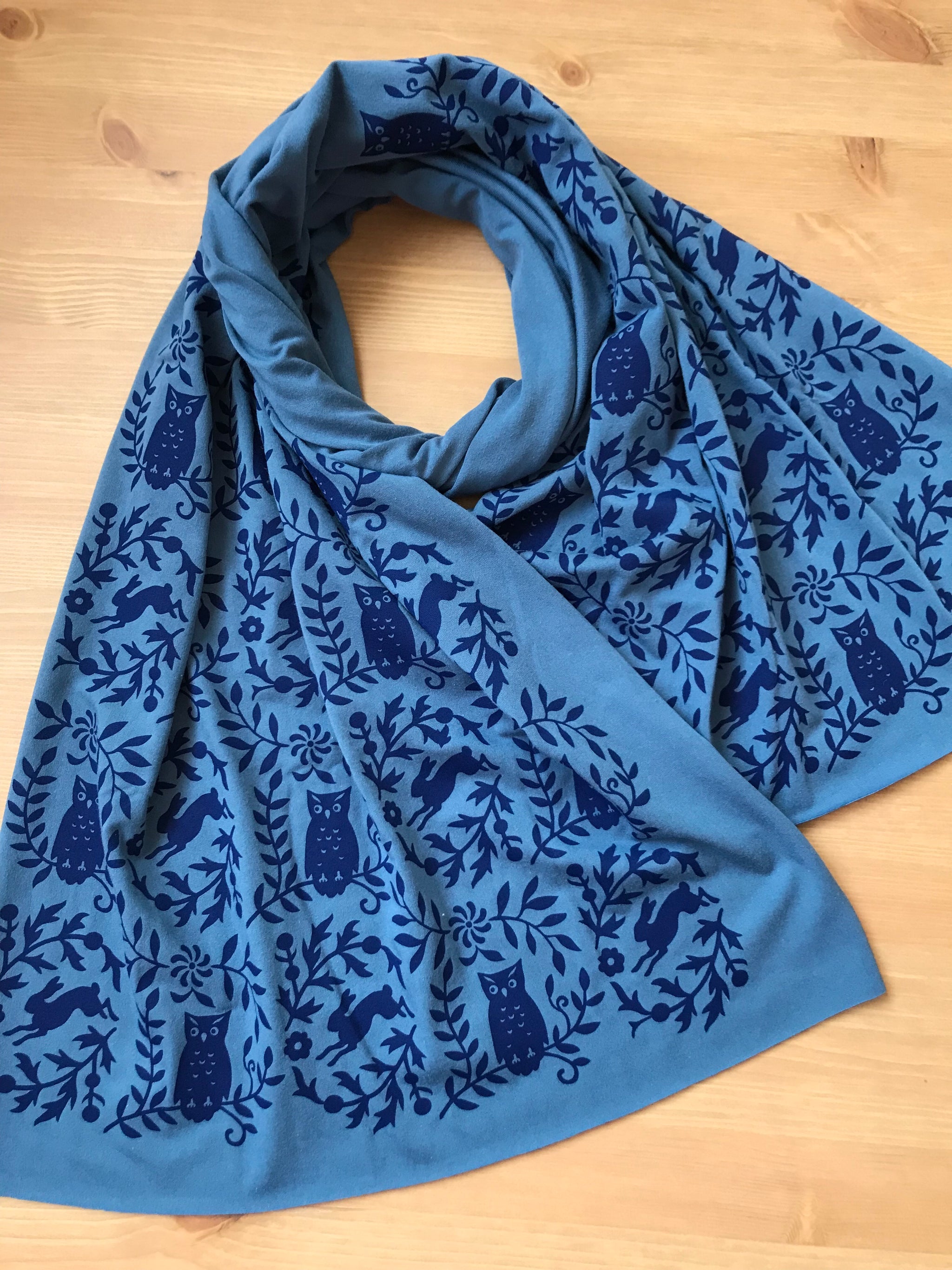 小物 Hand Printed Silk Scarf - blue Silk Square Scarf - Hand Designed in Blue White Pattern - Etsy